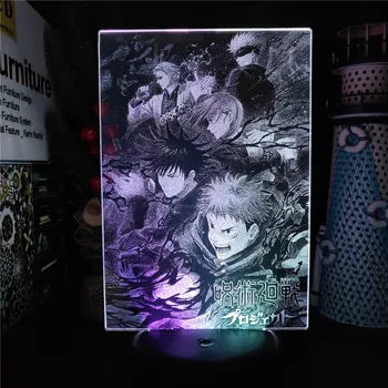 Džiudžiutsu Kaisen Megumi Gojo Yuji 3D Anime LED Lempos pagrindiniai kištukiniai naktinių lempų lizdai Spalvų Keitimas Visual Lampara Už Miegamojo Puošimas