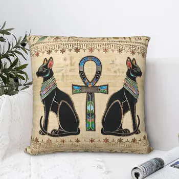 Egipto Kačių Ir Ankh Kryžiaus Poliesteris Pagalvėlė Padengti Gyvūnų Meno Svetainės Kėdės, Dekoratyviniai Kvėpuojantis Pagalvę Padengti