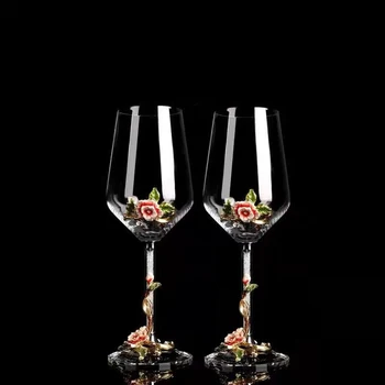 Emalio Krištolo, Raudonojo Vyno Taurė Šampano Vyno Taure Prabangaus Stiklo Puodeliai Wineglass Derliaus Geriamojo Goblet Nustatyti Viskio Kokteilių Taurės Tokios