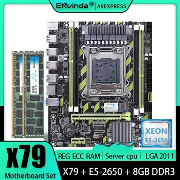 ENVINDA X79 motininė Plokštė LGA 2011 Rinkinys Rinkinį Su E5 2650 CPU, 8GB arba 2vnt X 4G DDR3 ECC REG RAM 1333MHz 10600R X79G Combo NVME M. 2