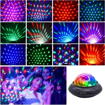 Garso DJ Šalies Šviesos Auto USB Mini Diskoteka Multi-Color Įkrovimo Atmosfera Papuošalų Magija Strobe už Kambarį, Vaikai Naktį Lempa
