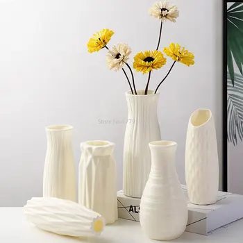 Grūdintas Vaza Imitacija Keramikos Vazonas Origami Plastikinės Vazos Apdailos baltumo Krepšelį Susitarimą Namų Dekoro