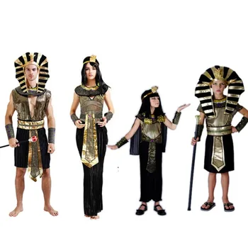 Helovinas Suaugusiųjų vaikų Vaikų Egipto Faraono Cosplay Kostiumai maskuotis kostiumas Egipto faraono Kleopatra royal