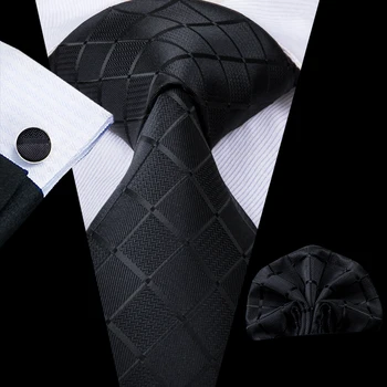 Hi-Tie Prabangos Prekės šilkiniai Kaklaraiščiai Vyrams 2019 Klasikinis Verslo Grupė Vestuvių Kaklaraištis Mados Pledas Juoda Necktie 8,5 cm, C-1758