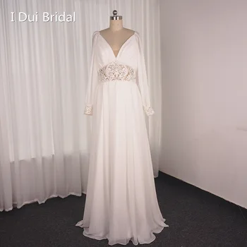 Ilgomis Rankovėmis Šifono Vestuvinė Suknelė Imperijos Juosmens Nėščioms Motinystės V Iškirpte Iliuzija Nėrinių Elegantiškas Vestuvių Suknelė 2022