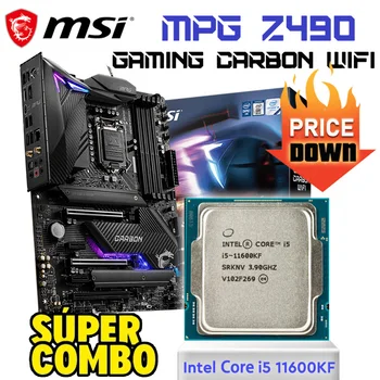 Intel Core i5 11600KF CPU Combo i5 MSI MPG Z490 ŽAIDIMŲ ANGLIES WiFi + 11600KF Plokštė CPU Kit LGA 1200 Combo Z490 Mainboard