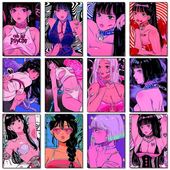 Japonų Anime Dekoratyvinis Nuotrauką Saldus Animacinių filmų Seksuali Mergina Sienos Meno Plakatas Kawaii Spausdinimo Namų Puošybai plakatai, drobė, tapyba