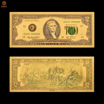 JAV Aukso 999 24K Aukso Banknotų 2 Dolerio Netikrą Valiutą Popieriaus Auksą, Padengtą Banknotų Popierius, Pinigus Rinkti