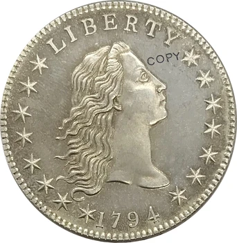 Jungtinių Amerikos valstijų Monetų 1794 Laisvės Plaukais Vienas Doleris Cupronickel Sidabro Padengtą Senas Suvenyras, dovana, Kolekcines, Monetas