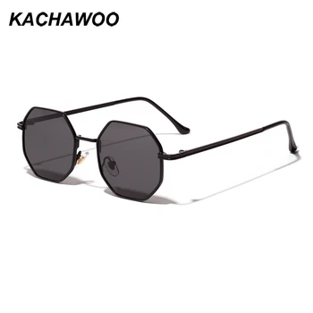 Kachawoo aštuonkampis akiniai nuo saulės moterims, aukso, juoda ruda mažųjų saulės akiniai vyrams daugiakampio metalo rėmas gimtadienio proga vyras uv400