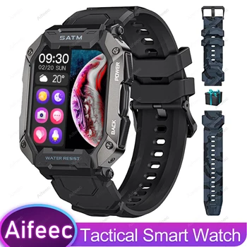 Karinės Lauko Sporto Smart Watch Vyrų Vandeniui 5ATM Kraujo Deguonies Taktinis Smartwatch 15 Dieną, Baterija Samsung iPhone