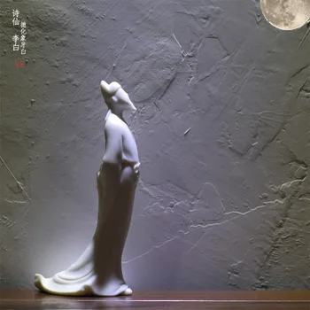 Keramikos Poezijos, Pasakų Li Bai Senovės Poetas Li Po Zen White Porceliano Figūrėlės Dovana Tyrimą Kinų Tradicinė Tang Dinastija