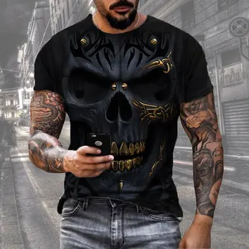 Keturi vyriški T-shirt 3D atspausdintas skeletas raštuotas marškinėliai Y2K drabužius gydymo produktų, T-shirt prabanga T-shirt 2022