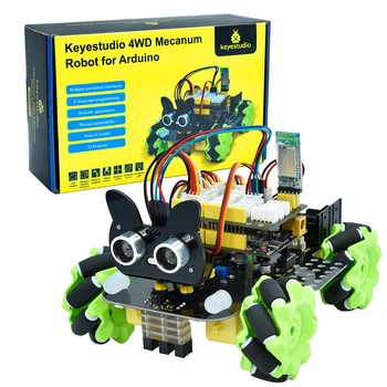 Keyestudio 4WD Mecanum Robotas Automobilį Arduino Robotas Automobilinį Rinkinį Smart 