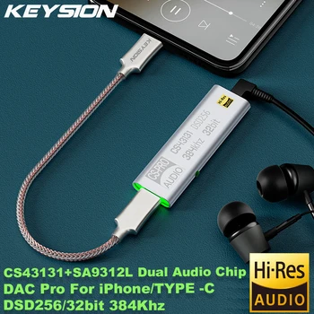 KEYSION DSD256 Hi-Fi, Dual Audio Chip Dekoderis, USB C TIPO 3,5 MM Ausinių Stiprintuvo Adapteris VPK iPhone 