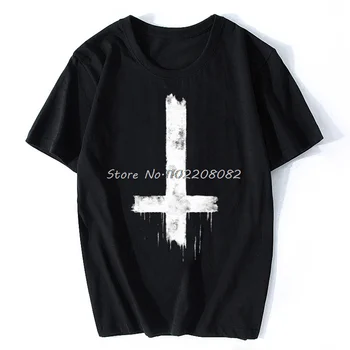 Kietas Dievas Jėzus apverstas Kryžius T Shirt Vyrai Tee Viršūnes Moterų Marškinėlius trumpomis Rankovėmis Mados Medvilnės marškinėliai, Unisex Harajuku