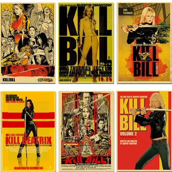 Kill Bill Vol.1 klasikinis filmas retro plakato kraftpopieris baras, kavinė gyvenamasis kambarys, valgomojo kambario sienų apdaila