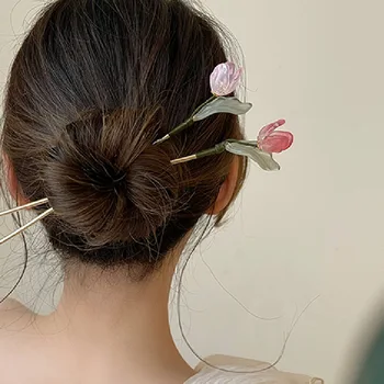 Kinų Stiliaus Žiedų, Plaukų Stick Moterų Derliaus mielas Metalo Tulpių Staigius Plaukų ir galvos Apdangalai, bižuterijos Priedai 2022 Naujas