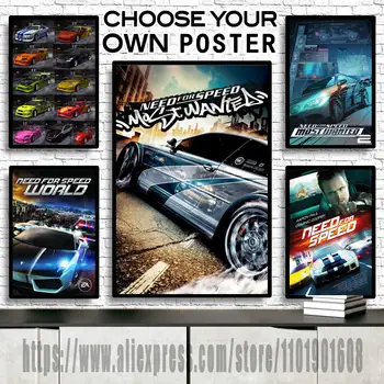 Klasikinis Need for Speed Most Wanted, Veiksmų Vaizdo Žaidimas, Drobė Meno, Sienos Meno Plakato Nuotrauką Spausdinti Šiuolaikinės Šeimos miegamasis Dekoro Plakatas