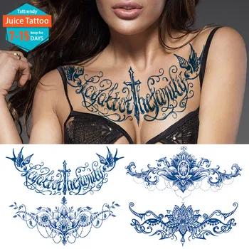 krūties underboob seksualus tatuiruotė moterų laikina tatuiruotė laišką kryžiaus paukščių bijūnas gėlių mandala chnos tatuiruočių nėriniai atsparumas vandeniui