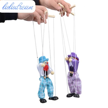 Kūrybiškumo Medinis Klounas Marionette Vaikams, Lėlės Vaikams Dovanų Juokinga, Spalvinga Reguliuojamas Traukti Eilutę Lėlių Amatų Žaislas