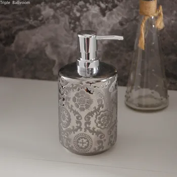 Kūrybos silver Keraminis Muilo Dozatorius Skystas Losjonas butelis Namo rankų dezinfekavimo priemonės Saugojimo Nešiojamų Dušo Gelis, šampūnas, butelis 500ml