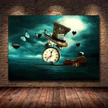 Laikrodis Smuikas Drugelis Skrybėlę Salvadoras Dali Siurrealizmo Kūrybos Retro Paveikslai Tapyba Plakatus Spausdina Sienos Menas Nuotraukas, Namų Dekoro