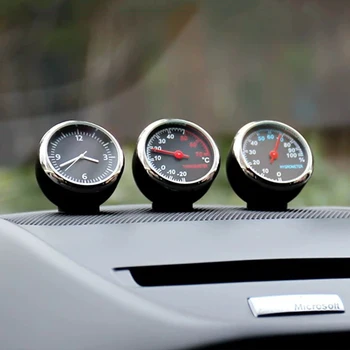Laikrodžiai 2 In 1 Funkciją Automobilio Termometras Su Drėgmėmačiu Patvarus Kvarcinis Stiklas, Veidrodis, Laikrodis Apdaila, Automobilių Apdailos Reikmenys