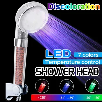 LED RGB Lietaus Dušo 7 Spalva Keičiasi Dušo Galvutė Didelio Slėgio Vandens Taupymo Vonios kambarys Neigiamų Jonų Filtras Spa Dušo Antgaliu