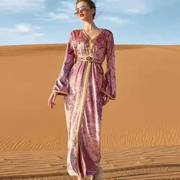 Maroko Aksomo Suknelė Palace Stiliaus Prabangūs Ranka Prisiūta Diamond Suknelė - line Sijonas