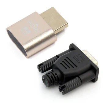 Mažmeninės 2 Vnt VGA Virtualus Ekranas Adapteris: 1 Vnt HDMI DDC EDID Manekeno Plug Begalvis Dvasios Ekranas Emuliatorius Užrakto Plokštelės Ir 1 Vnt Vyras