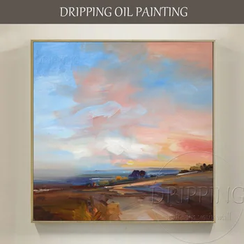 Menininko Ranka-dažytos Aukštos Kokybės Abstraktus Peizažas Naftos Tapyba ant Drobės Spalvingas Dangus Kraštovaizdžio Aliejaus Tapybai už Kambarį
