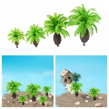 Mini Dekoro Žuvų Bakas Tvenkinys Akvariumas Papuošalai Modeliavimas Kokoso Palmės Medžio Namų Dekoro Mini Dekoracijos Kraštovaizdžio Modelis