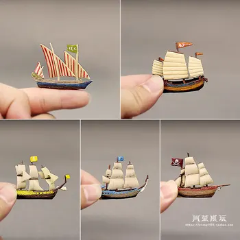 Miniatiūrinis Modelis Mini Piratų Laivas Jūra Jachta Vandenyno Pramoginiai Dekoro Mažas Retro Trikampio Burlaivis Veiksmų Skaičius, statulėlės, Žaislai