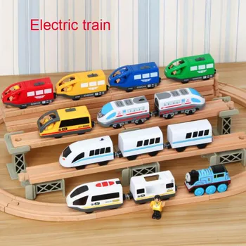 Naujas Elektrinis Traukinys Žaislas Suderinama Biro Medinių Bėgių Vaikai Traukinio Žaislų Lydinio Elektrinių Lokomotyvų Vaikams, Žaislai