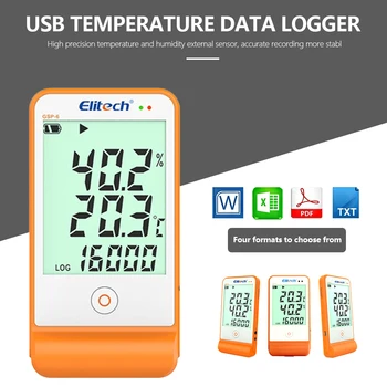 Naujas Elitech RC-5 USB Temperatūros Duomenų Kaupiklis Diktofonas BLS-6 Temperatūros, Drėgmės Duomenų Kaupiklis 2 Temperatūros Jutiklis Karšto Zondai