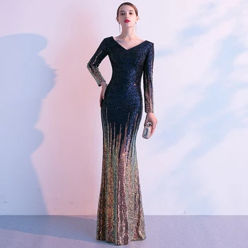 Naujas Stilius vakarinę Suknelę 2023 ilgomis Rankovėmis Elegantiška, Undinėlės Rudenį Ilgai Oficialią Šalies Chalatai Chalatas De Soiree RU57