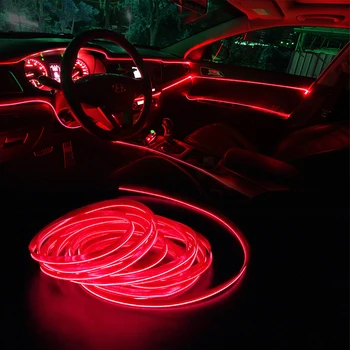 Neonas LED Automobiliu Interjero Apšvietimo Juostelės светильник, Aplinkos Šviesos Automobilio Led Auto Automobilių Apdailos lempos Lankstus Vamzdelis Žibintai, USB atmintinė,
