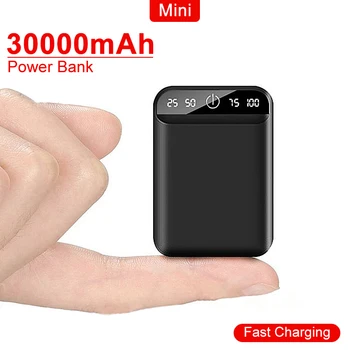 Nešiojamų 30000mAh Galia Banko Mini 2 USB LCD Skaitmeninis Displėjus, Greito Įkrovimo Išorės Baterija Powerbank