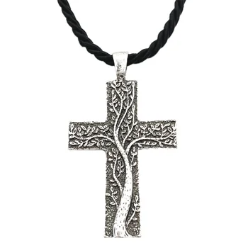 Nostalgija Kryžiaus Pakabukas Gyvybės Medis Karoliai, Papuošalai Krikščionių Jėzus Amuletas