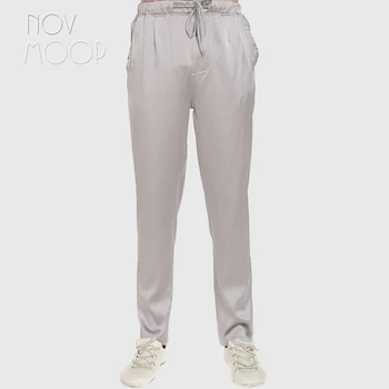 Novmoop laisvo stiliaus vyrų vasaros šiek tiek ruožas natūralaus šilko jogos sleepwear kelnės haremo kelnės pantalon homme spodnie LT3069