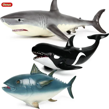 Oenux Didelis Dydis Savage Sea Life Gyvūnų Minkštas Didieji Baltieji Rykliai, Tunai Orka Didelis Ryklys Veiksmų Skaičiai Modelio Švietimo Žaislas Vaikams Dovanų