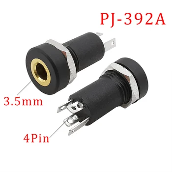 Paauksuoti PJ-392A 3.5 mm Audio jungtis 4 Polių Lydmetalis Panel Mount Female Jungtis Su Veržle PJ392A 4 Pin Stereo Ausinių Lizdas