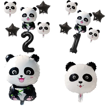 Panda šalies balionai panda Gyvūnų Balionas 32inch Juoda Numerį Kolbų Panda Šalies Vaikams Dovanos Gimtadienio Oro Balionu