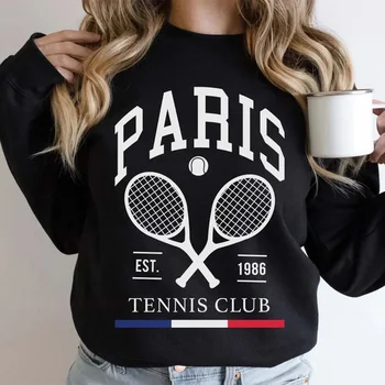 Paryžiaus Teniso Klubas Vintage Stiliaus Megztiniai Prarasti Storio Medvilnės, Vilnos Rudens Apranga Ilgomis Rankovėmis Moterims Laisvalaikio Megztiniai Megztinis