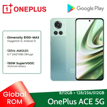 Pasaulio Rom OnePlus Ace 5G išmaniųjų telefonų MTK Dimensity 8100-MAX 8GB 128GB 150W Greito Įkrovimo 120Hz OLED 10R 