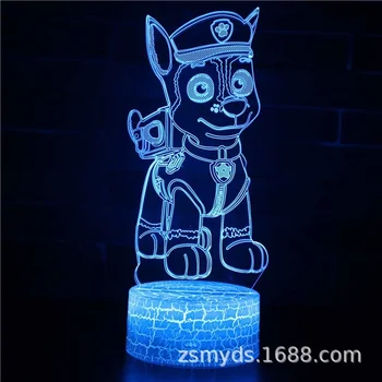 PAW Patrulių Animacinių filmų Serijos LED Panel 3D Stereo staliukas Lempos zhiRubble Chase Vaikų Kūrybinės Gimtadienio Dovana Anime Lempos