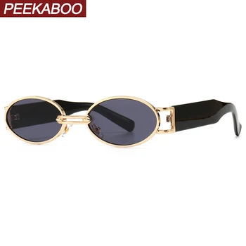 Peekaboo punk stiliaus retro ovalo formos akiniai nuo saulės vyrams metalo uv400 aukso turas saulės akiniai moterims 2021 m. derliaus priedai vyras