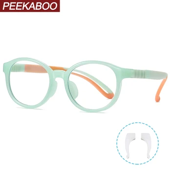 Peekaboo vaikai apvalių akinių rėmeliai, skirti vaikams, žalia aišku, tr90 mėlynos šviesos filtras akinius kūdikis berniukas mergaičių kompiuterių priedai
