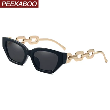 Peekaboo vintage akiniai nuo saulės moterims aikštėje mados grandinės moteriški saulės akiniai cat eye uv400 aukso black 2022 metų moteris priedai